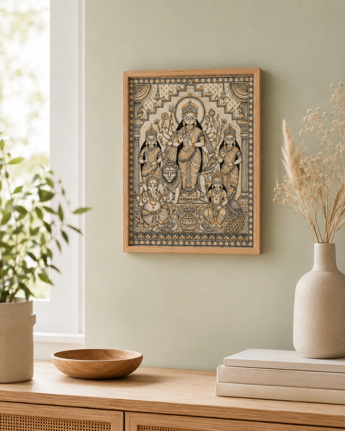 Divine Durga Darbar Indian devotional artwork for lobby