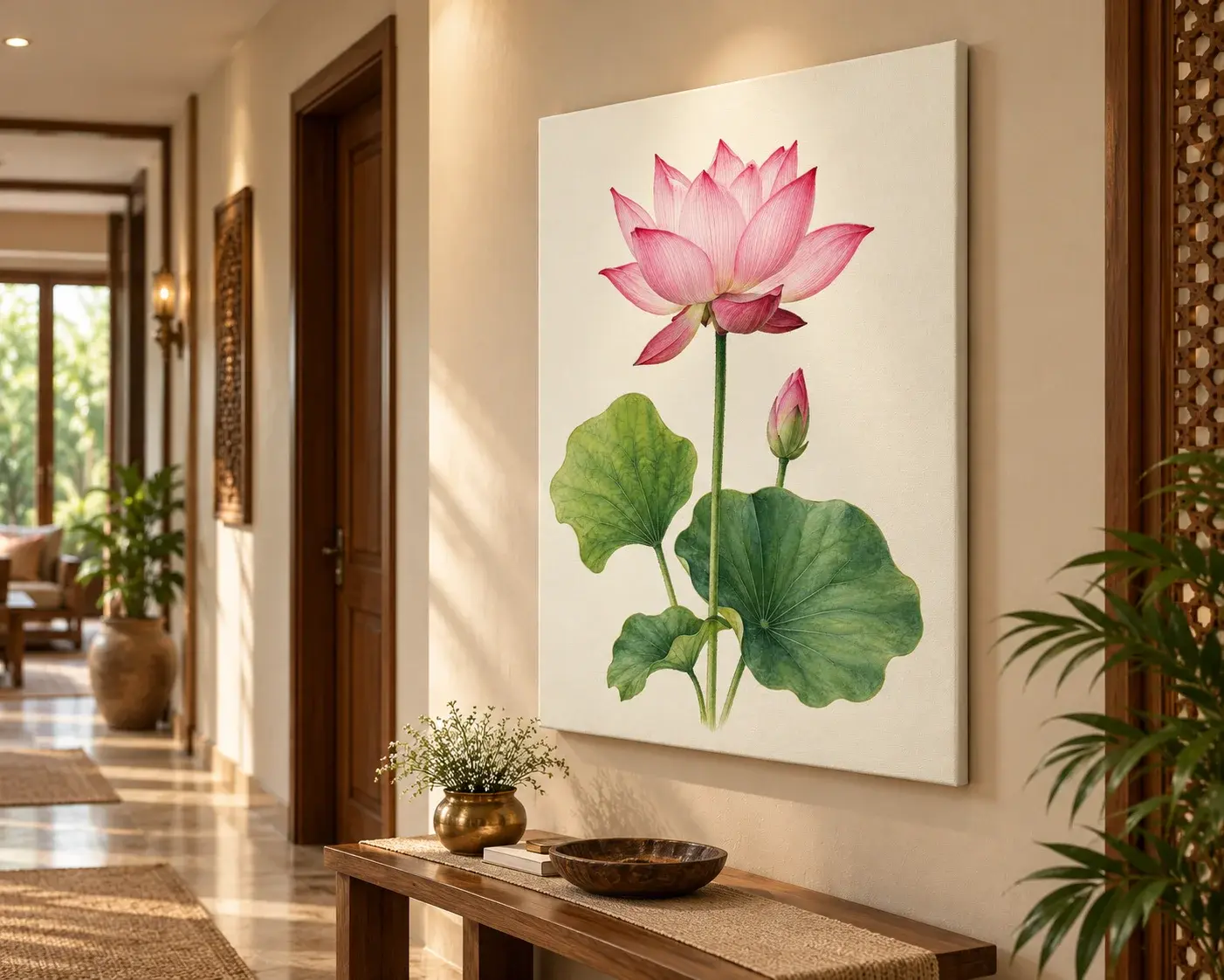 KalaKraft botanical wall art displayed in a living room interior