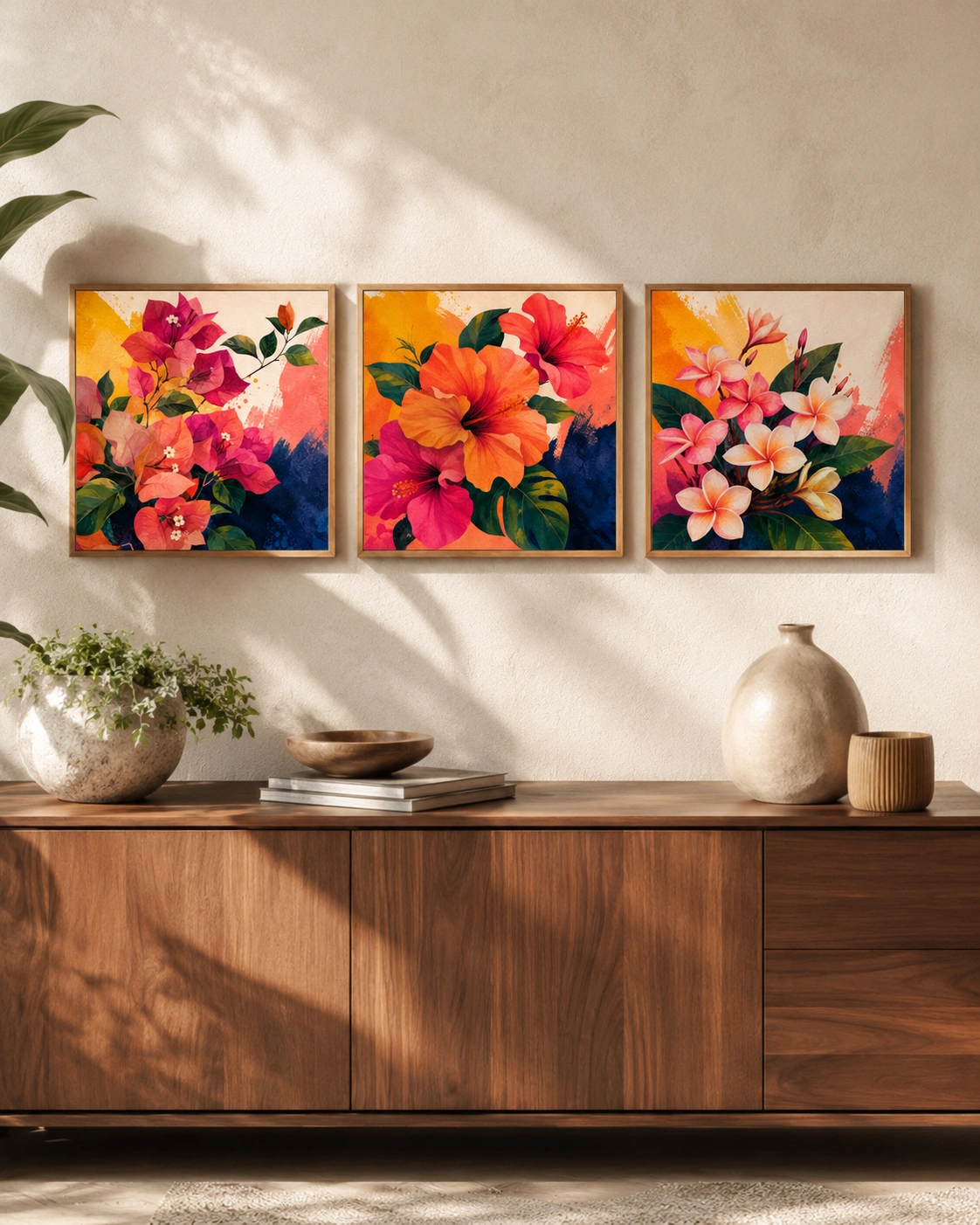 Tropical Bloom Symphony – Triptych Set