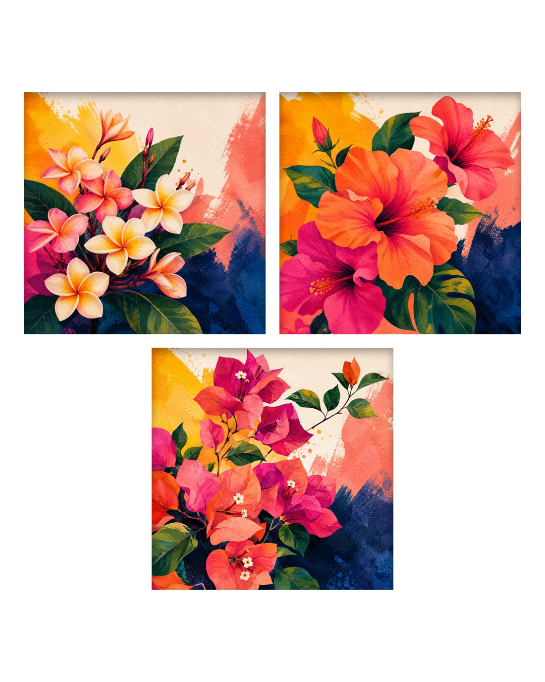 Tropical Bloom Symphony – Triptych Set
