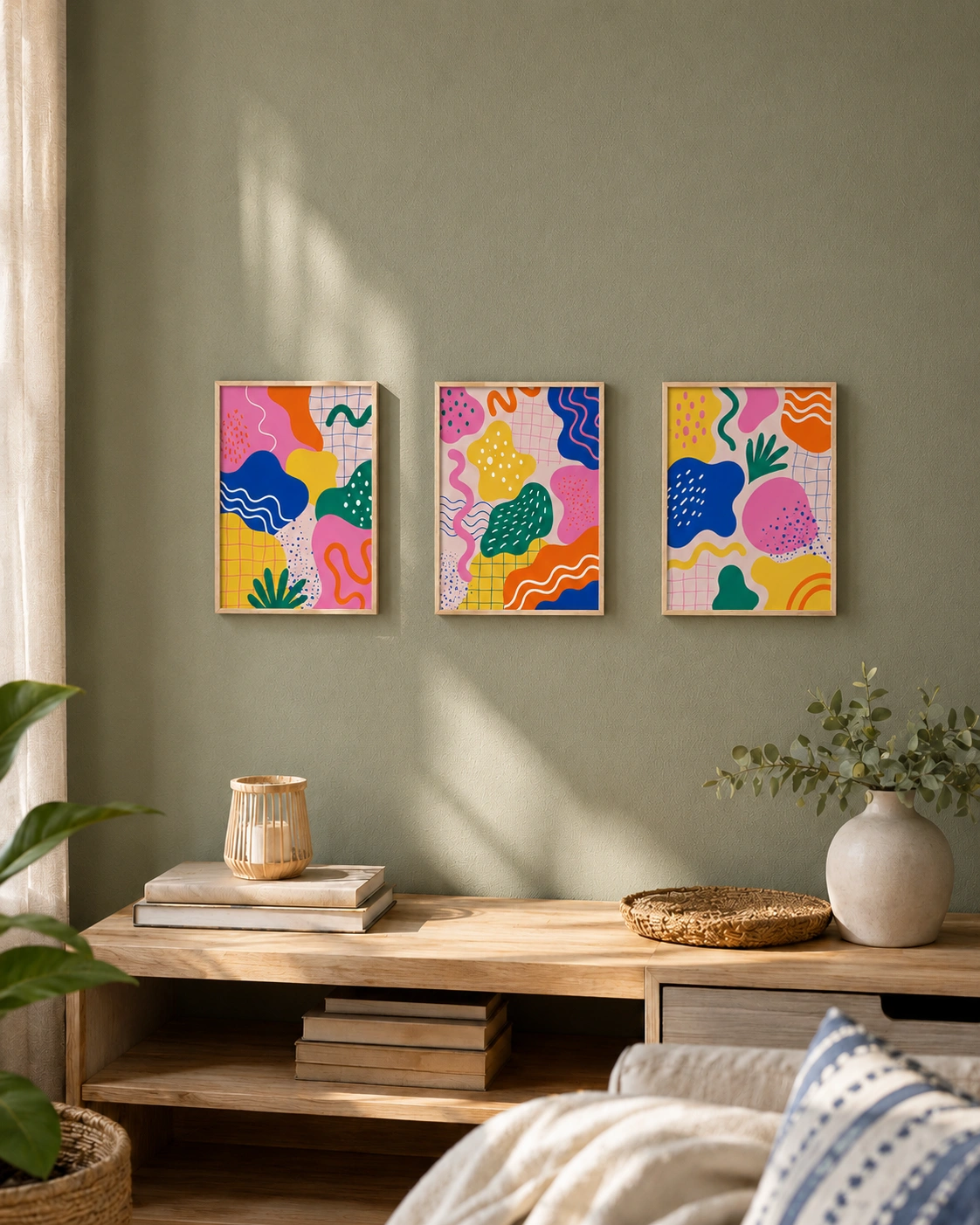 Happy Shapes – Dopamine Abstract Triptych
