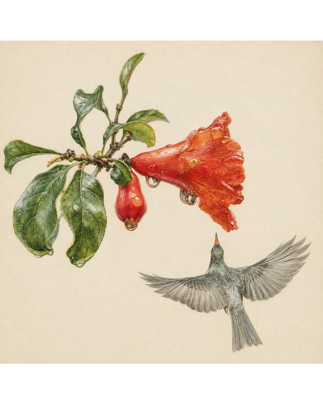 Trumpet Bloom & Hummingbird