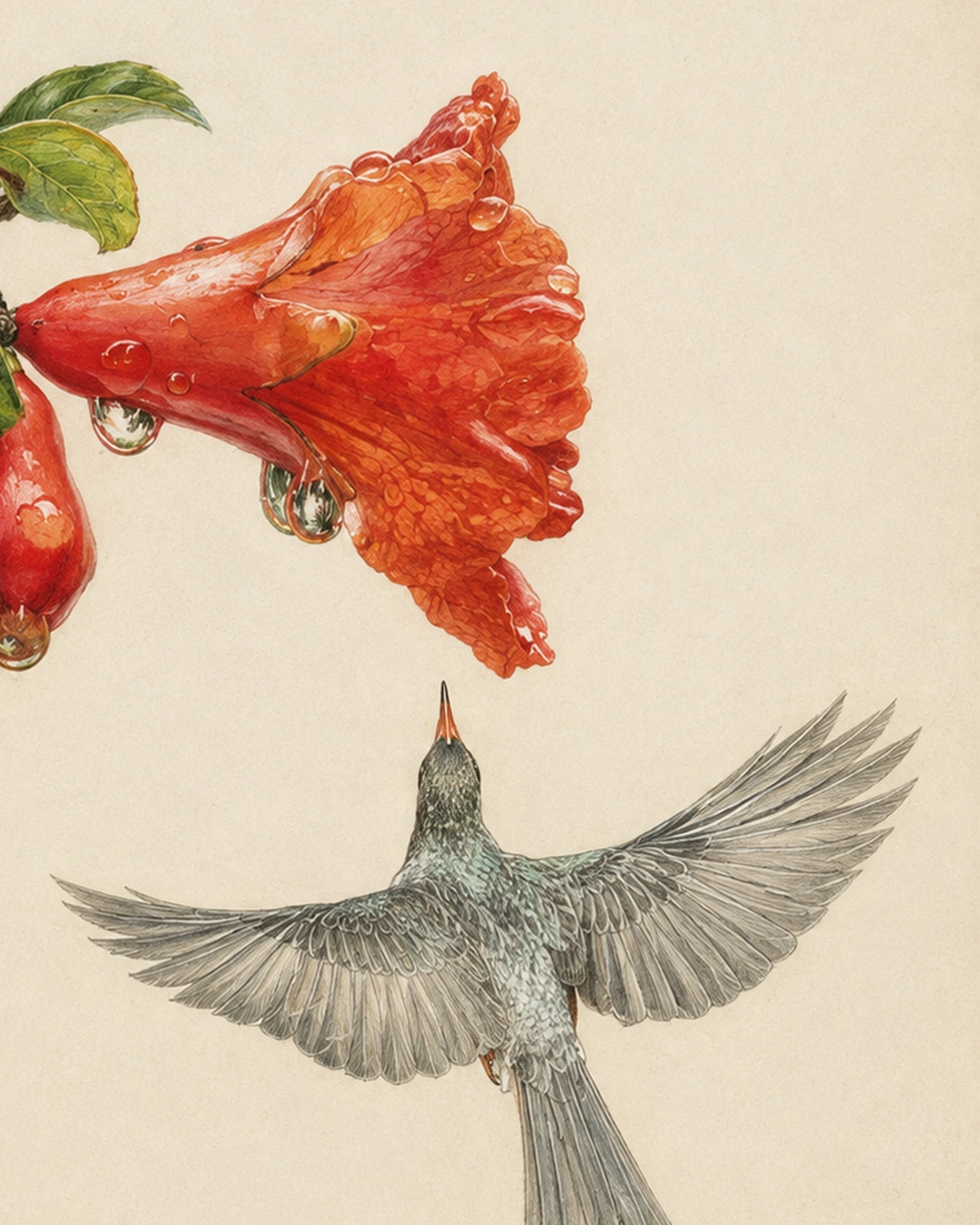 Trumpet Bloom & Hummingbird