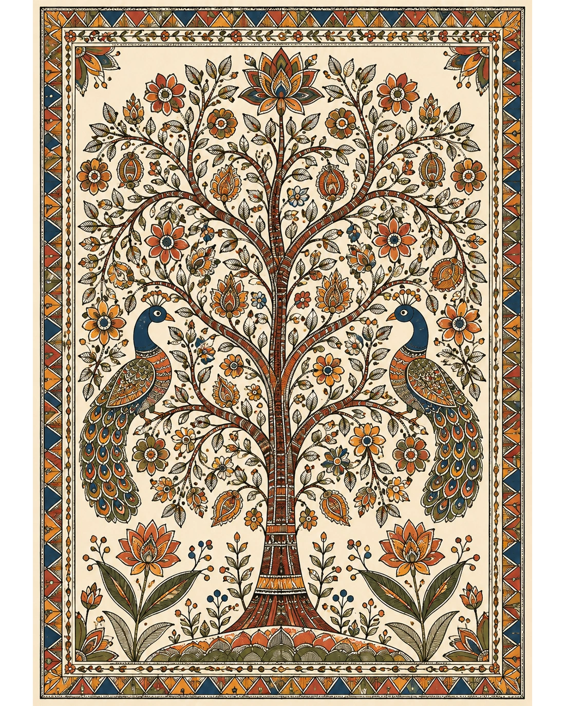 Peacocks Beneath the Tree of Life