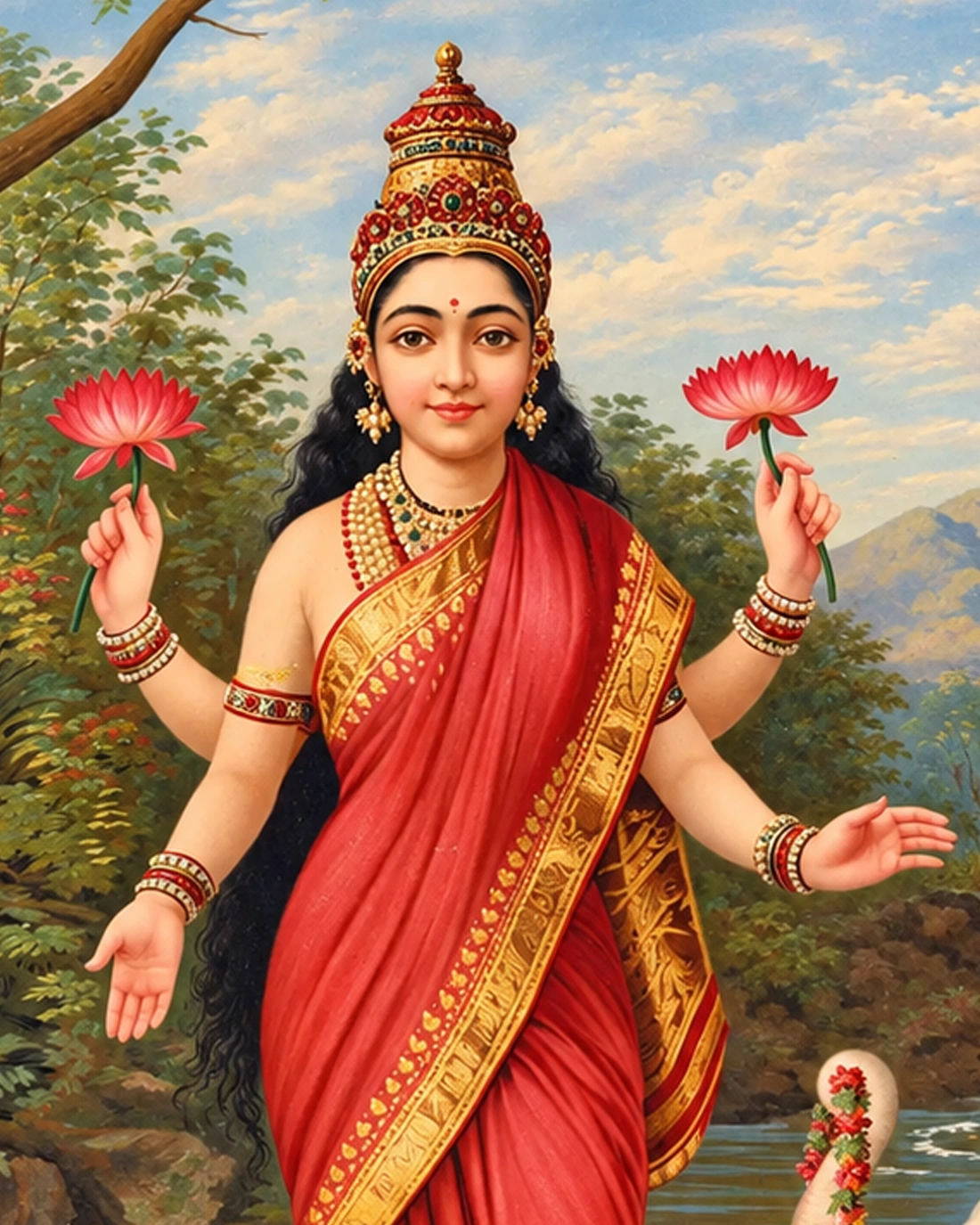 Gaja Lakshmi in Lotus Bloom