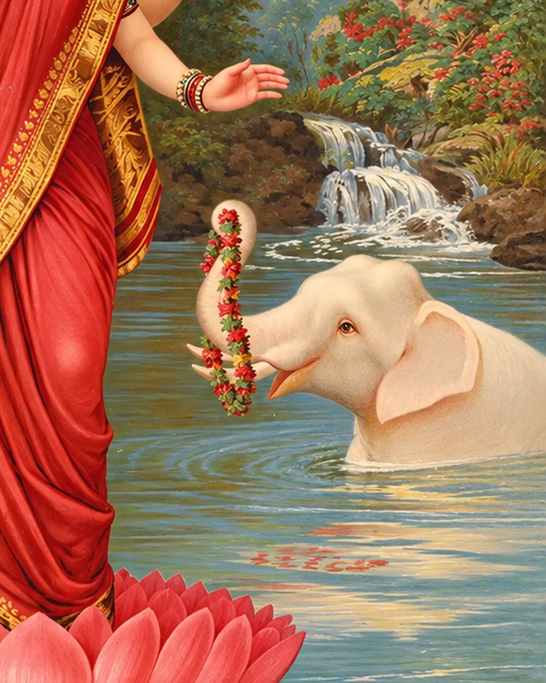 Gaja Lakshmi in Lotus Bloom