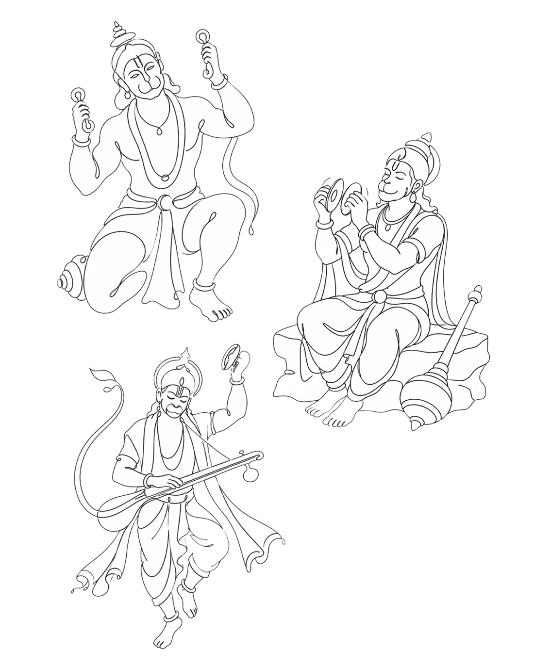 Bhakti Naad – Hanuman in Divine Rhythm (Minimal Triptych Set)