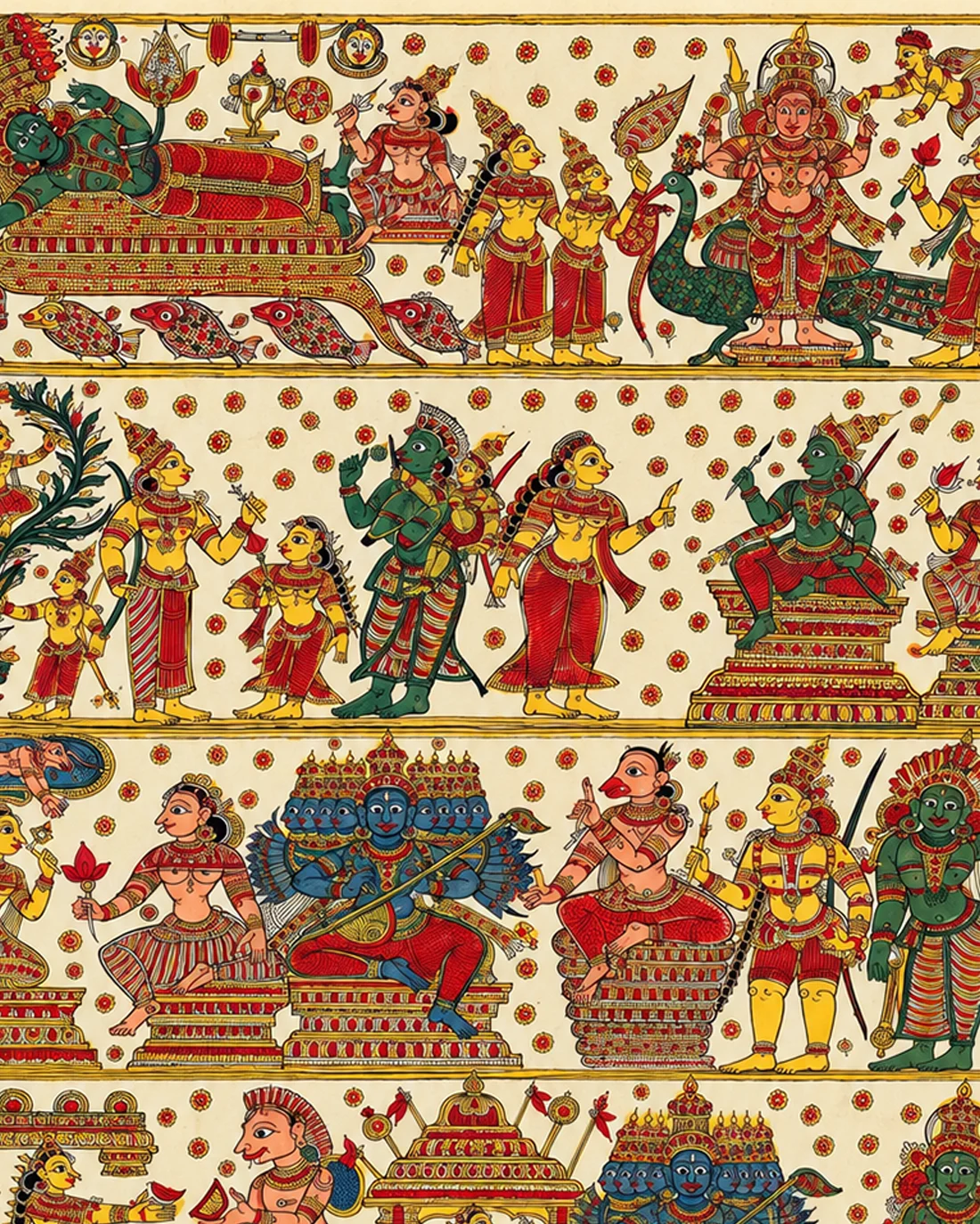 Ramayana Leela – The Epic in Pattachitra Scroll