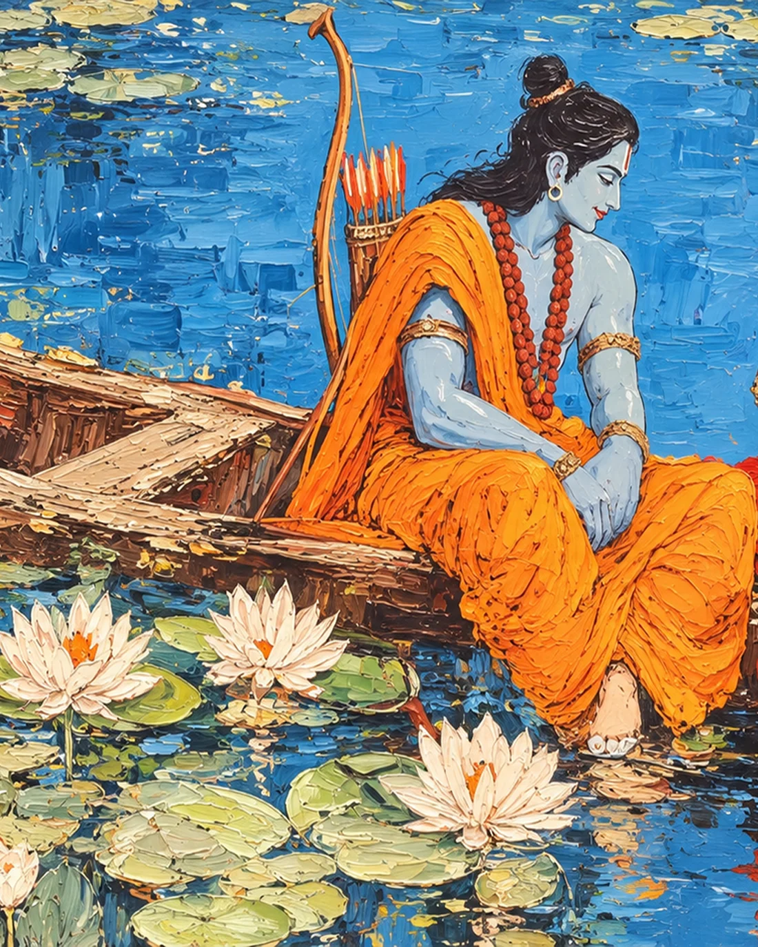 Lord Rama and Sita on a Lotus Pond – Divine Love